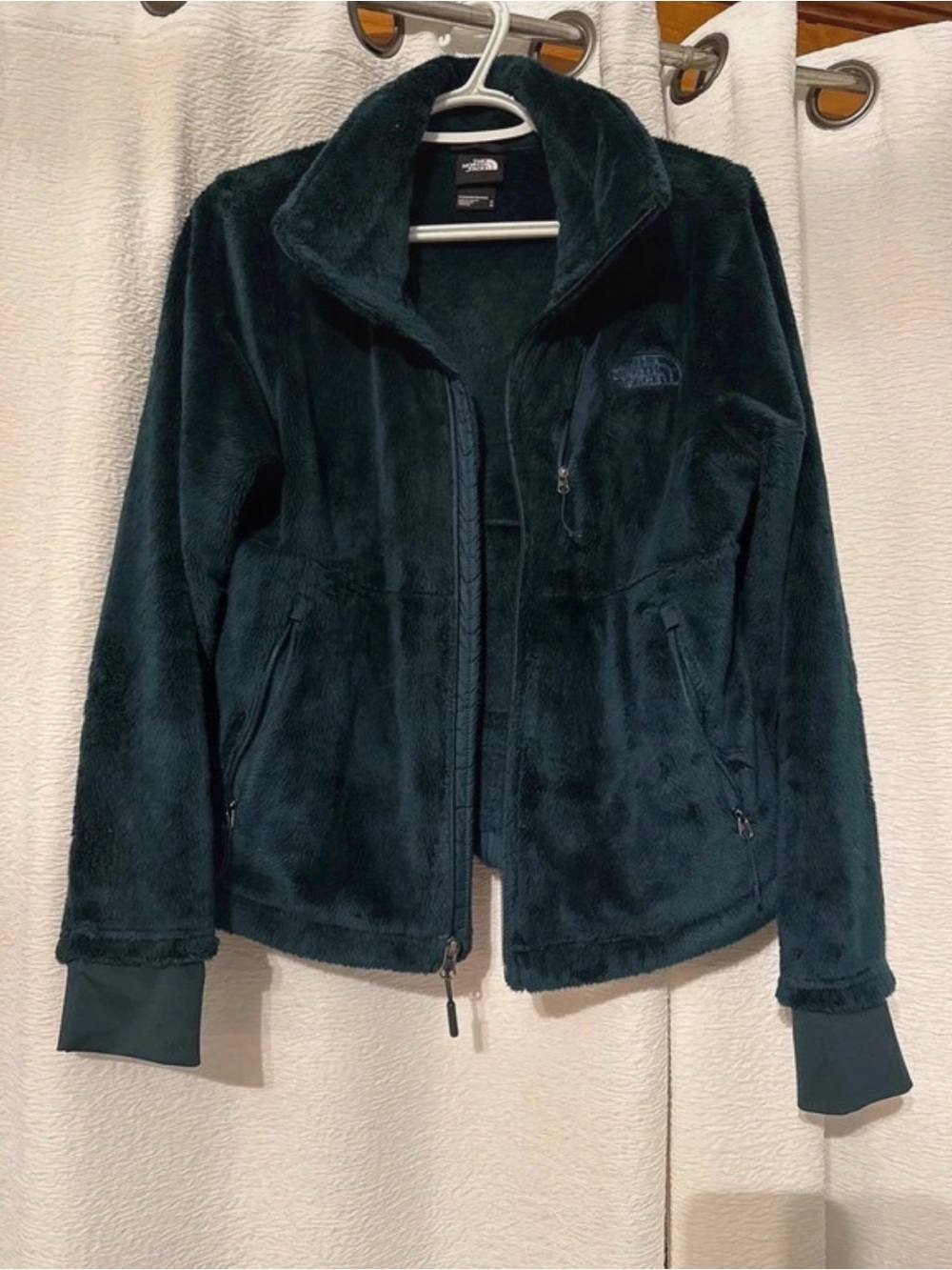 The North Face Women’s Dark Green Plush Fleece Full-Zip Jacket